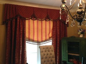 dining room with custom fabric treatments