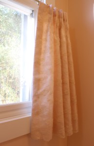 lace overlay on peach fabric