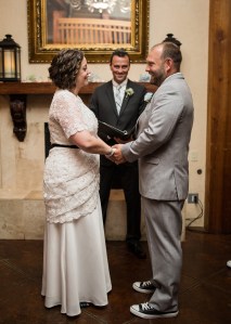 wedding day in custom lace wedding dress