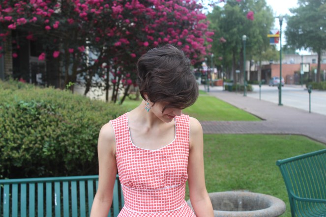 Contrast Piping Detail of full skirt dress