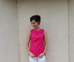 summer tunic in hot pink with peter pan collar
