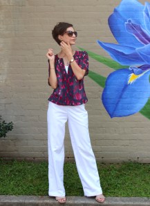 White, wide leg and high waisted pants
